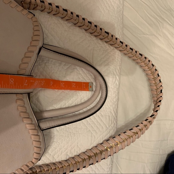 BLUSH PINK purse with rope trim and rope trim strap. Beautiful leopard interior. - Picture 16 of 16